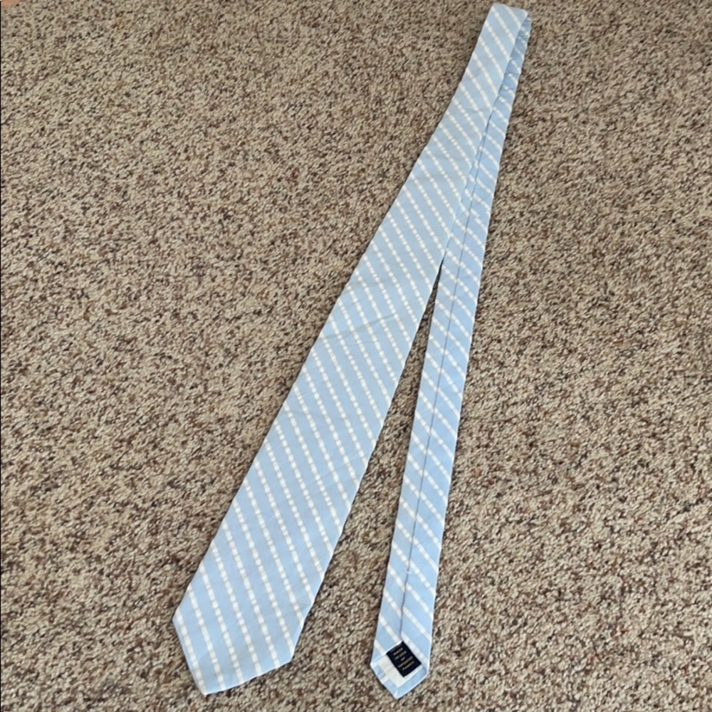 Brooks Brothers Light Blue Seersucker Tie, 3.5”